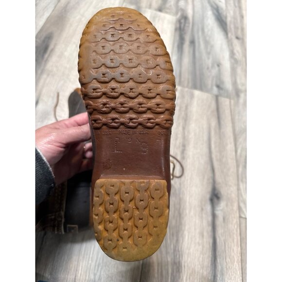L.L. Bean Brown Leather Duck Boots L 9 Raw Hide Lace-Up Waterproof Outdoor Hunti - Picture 12 of 13